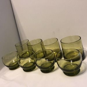 8 Green Avocado Olive Blown Glass Made In Italy 4 Oz And 2 Oz